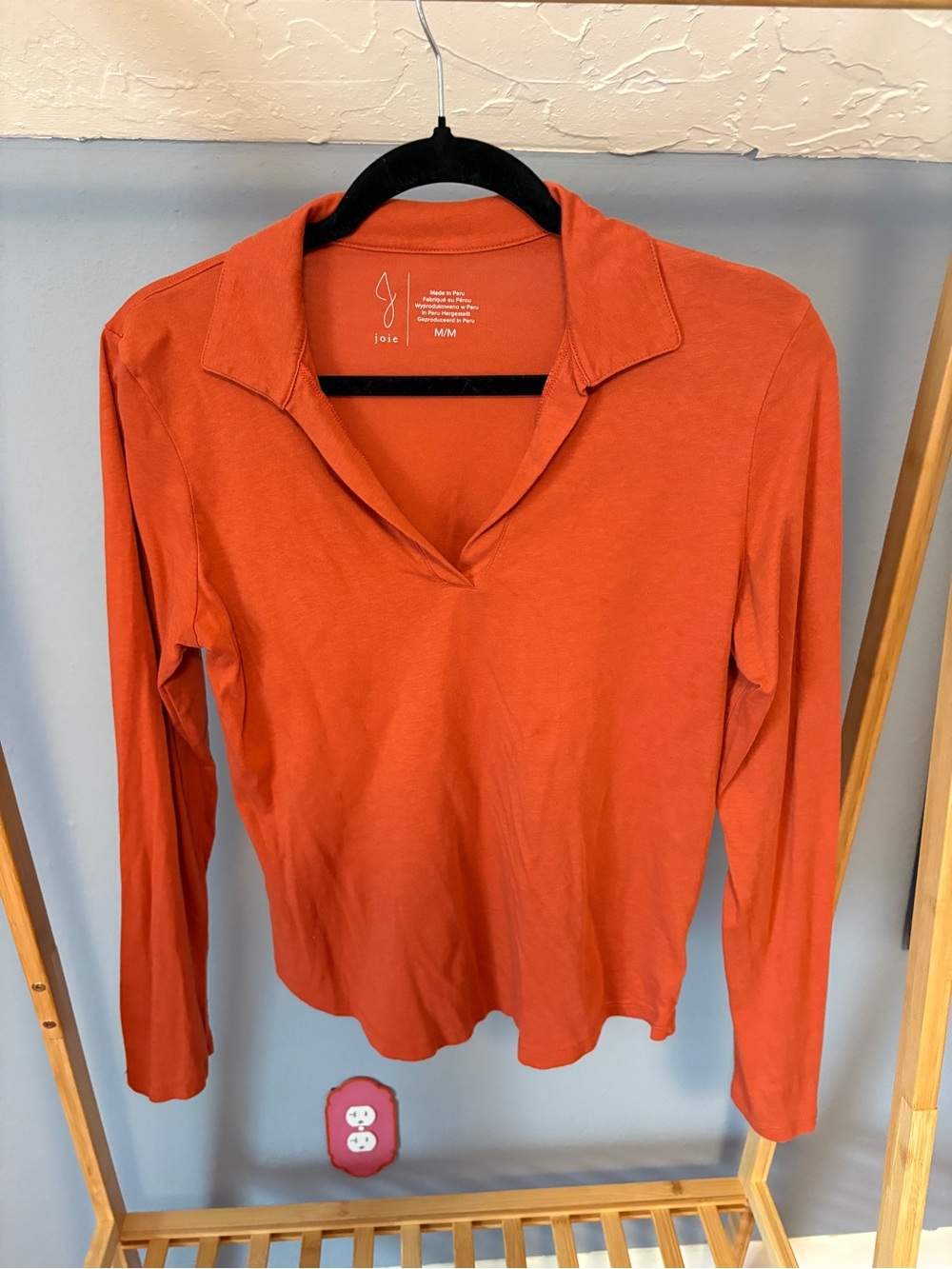 Joie Orange Long-Sleeve V-Neck Polo